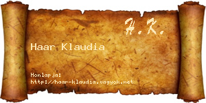 Haar Klaudia névjegykártya